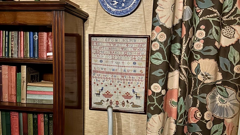 Florence's sampler on display in the Parlour